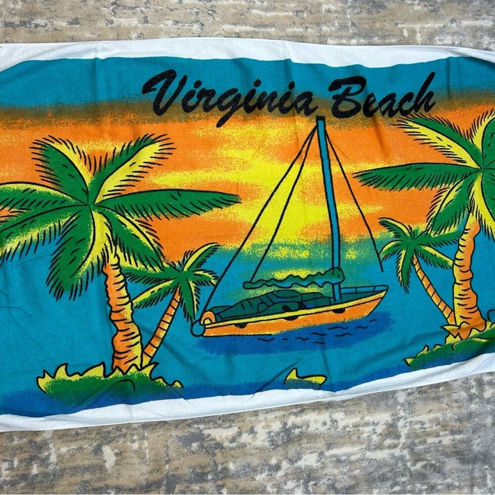 Vintage 80’s Virginia Beach Sailing Beach Towel - Picture 2 of 3